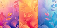 Colorful Backgrounds Featuring Leaves, Perfect For Various Design Projects. Versatile And Eye-catching. Use For Posters, Presentations, Or Digital Artwork.
