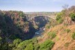 Livingston Bridge at Victoria Falls on the Zambezi River on the border of Zambia and Zimbabwe in South Africa