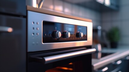 A detailed view of an oven in a kitchen. This image can be used to showcase modern kitchen appliances or for illustrating cooking and baking concepts