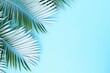 Summer Composition: Palm Leaves on Pastel Blue Background AI Generated