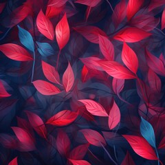 Wall Mural - Abstract background with red leaves