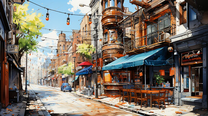 Naklejka na meble Urban sketching illustrations of famous cities