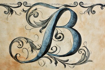 Aufkleber - An intricate and emotive ink sketch of a bold and expressive letter b, carefully crafted on paper with a masterful touch of artistry and imagination