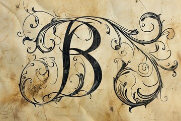 Leinwandbilder - A detailed ink sketch of a simple black letter stands out on the stark white surface, evoking a sense of minimalistic beauty and raw artistic expression