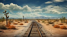Railroad Crossroads In Desert