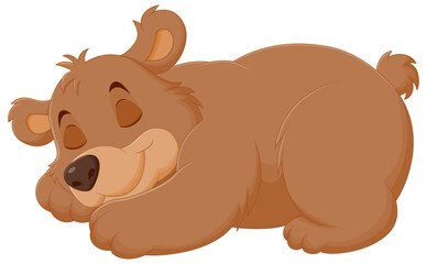 Wall Mural - Cute Bear Cartoon Sleeping Vector Illustration. Animal Nature Icon Concept Isolated Premium Vector