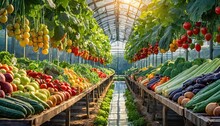 Fresh Fruits And Vegetables For Commercial And Non Commercial Use Inside The Greenhouse 