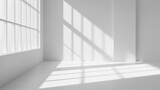 Fototapeta Przestrzenne - Abstract white studio background for product presentation. Empty room with shadows of window.