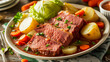 © Greg Kelton - Traditional Corned Beef And Cabbage With Potatoes And Carrots Garnished With Parsley