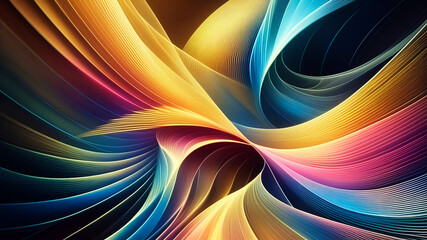 Wall Mural - fractal burst background, abstract texture wallpaper and background with waves and curves in vivid c