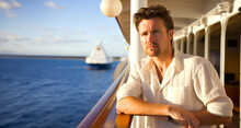 Portrait Of A Handsome Young Man On A Cruise Ship, Looking Away