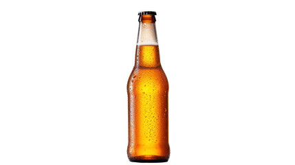 Close up beer bottle with droplet isolated on transparent and white background.PNG image.