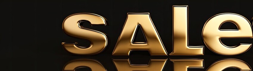 Sale Text Gold Horizontal Banner Advertising Background Generative AI