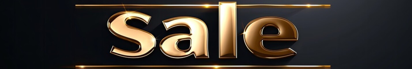 Sale Text Metallic Horizontal Banner Marketing Background Generative AI