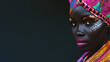 portrait of a beautiful african black woman in tradational clothes, cultural diversity concept