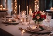 © akkash jpg - Engagement marriage light proposal decor flowers restaurant setting couple Location nner date candles romantic Decoration Candle surprise setup Table table Luxury