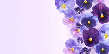 LIsten , Respect And Apologize To Mantain A Peacful Atmosphere Of Home, A Cool Stress Releasing Ideal, Viola Tricolor Flower Composition Frame Made Of Beautiful Violet And Purple Pansy Flowers On Ligh