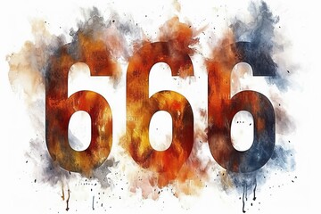 Wall Mural - Eerie number 666 on clean white background for conceptual, symbolic, or spiritual use