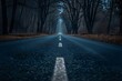 extraordinary photograph of an asphalt road stretching endlessly with leafless trees growing alongside it can evoke a sense of desolation, infinity, and melancholy