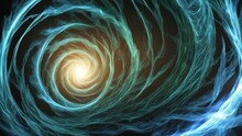 Abstract Fractal Background A Blue And Green Spiral Of Fire That Changes Color                