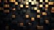 3d abstract background with black and golden cubes. 3d render Generative AI