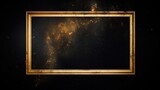 Fototapeta Do przedpokoju - golden frame on a black background with sparkles and light effects Generative AI