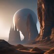 Alien planet landscape, bizarre rock formations and alien flora, space exploration concept2