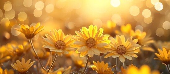 Poster - Mesmerizing Bokeh Background with Beautiful Yellow Flowers in Full Bloom