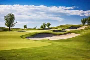 Serene Golf Course with Sand Bunkers AI Generated