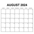 © why_vector - august 2024. Monthly calendar or planner design. week starts on Sunday. Printable, editable and clean design isolated on white background.