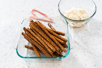 Sticker - Candy cane chocolate covered pretzel rods