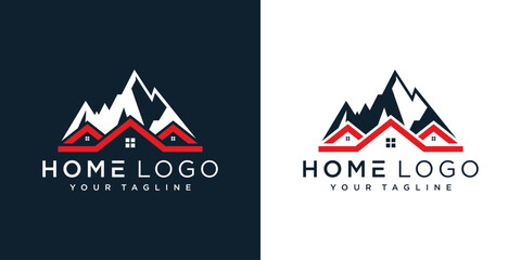 Wall Mural - Real estate house mountain logo template, Vector Illustration