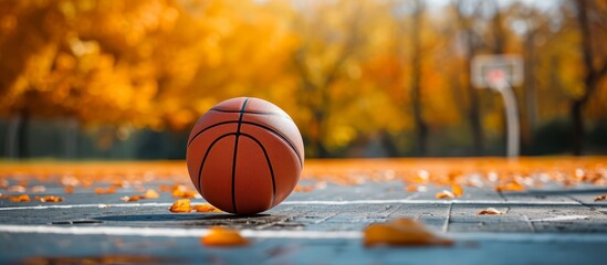 Wall Mural - Close Up Basketball on Field with Nice Background