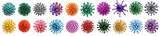 Fototapeta  - Collection of colorful different types of virus and bacteria over isolated transparent background