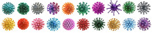 Collection Of Colorful Different Types Of Virus And Bacteria Over Isolated Transparent Background