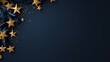 Dark blue background with golden stars and confetti. illustration. Generative AI