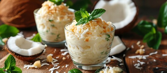 Sticker - Delicious Coconut Milk Dessert: A Tropical and Useful Indulgence with Creamy Coconut Milk