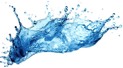 Blue water splash isolated on transparent background, Generative ai.