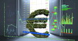 Image of financial data processing over euro currency sign