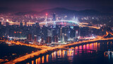 Fototapeta Londyn - The night view of the beautiful city of Korea

