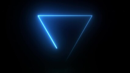 Glowing neon blue triangle animation on black background. Seamless loop