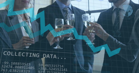 Wall Mural - Image of data processing over diverse business people in office