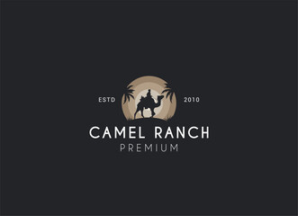 desert camel silhouette logo design. Camel ranch logo design.