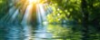 © Wuttichai - River gentle flow amidst lush greenery reflecting sun tranquil embrace. Morning light cascades through trees unveiling serene landscape of life and color. Heart of nature water and forest in journey