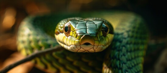 Wall Mural - Western Whip Snake (Coluber viridiflavus): A Mesmerizing Encounter with the Western Whip Snake (Coluber viridiflavus) in the Wild