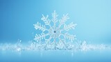 Fototapeta Przestrzenne - Enchanting Snowflake Magic on Icy Blue Background AI Generated