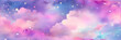 Lila Einhorn-Hintergrund. Pastellfarbener Aquarellhimmel mit Glitzersternen und Bokeh. Fantasy-Galaxie mit holografischer Textur. Magischer Marmorraum.