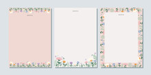 Spring Notes And Letters Concept Print Template. Pastel Flat Illustration. For Spring Letter, Scrapbooking, Invitation, Greeting Card. A4 Format