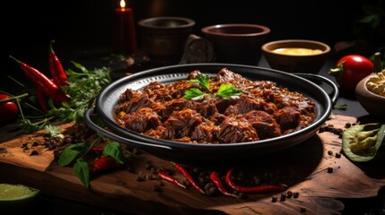 Wall Mural - Beef Rendang Indonesian Style. Best For Banner, Flyer, and Poster