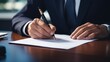 © CrazyJuke - Close-up of a man in a business suit signing important documents, Ai Generated